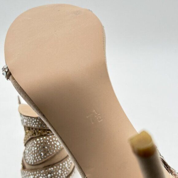 FSJ Champagne Wedding Shoes Rhinestone Stiletto Heels Bridal Sandals - Picture 6 of 8